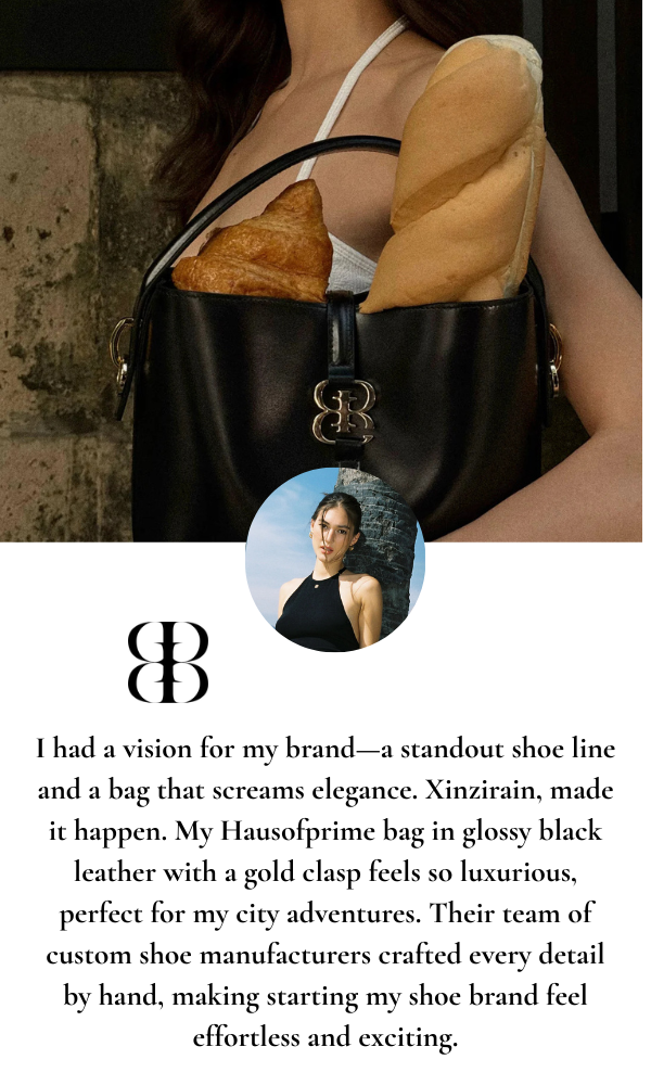 Prime luxury black handbag and custom shoes by XINGZIRAIN, your trusted shoe and bag manufacturer